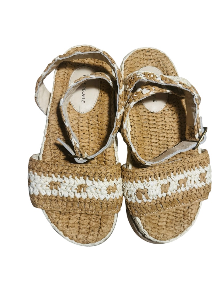 Free People Roma Raffia Sandals Size 9 Woven Platform Ankle Strap Boho Summer